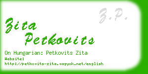 zita petkovits business card